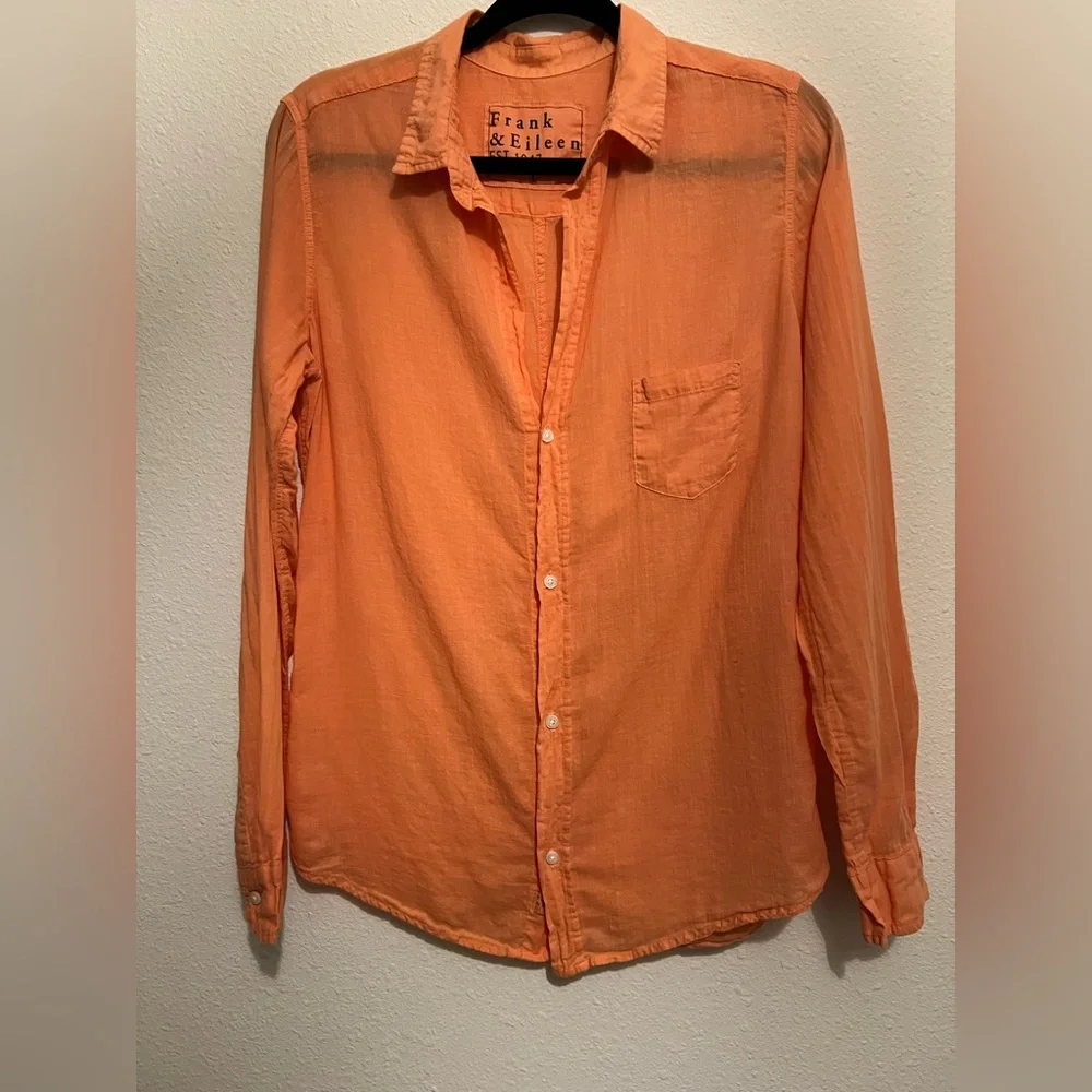 #872 Frank & Eileen Coral Button-Down Shirt Large - Picture 2 of 6
